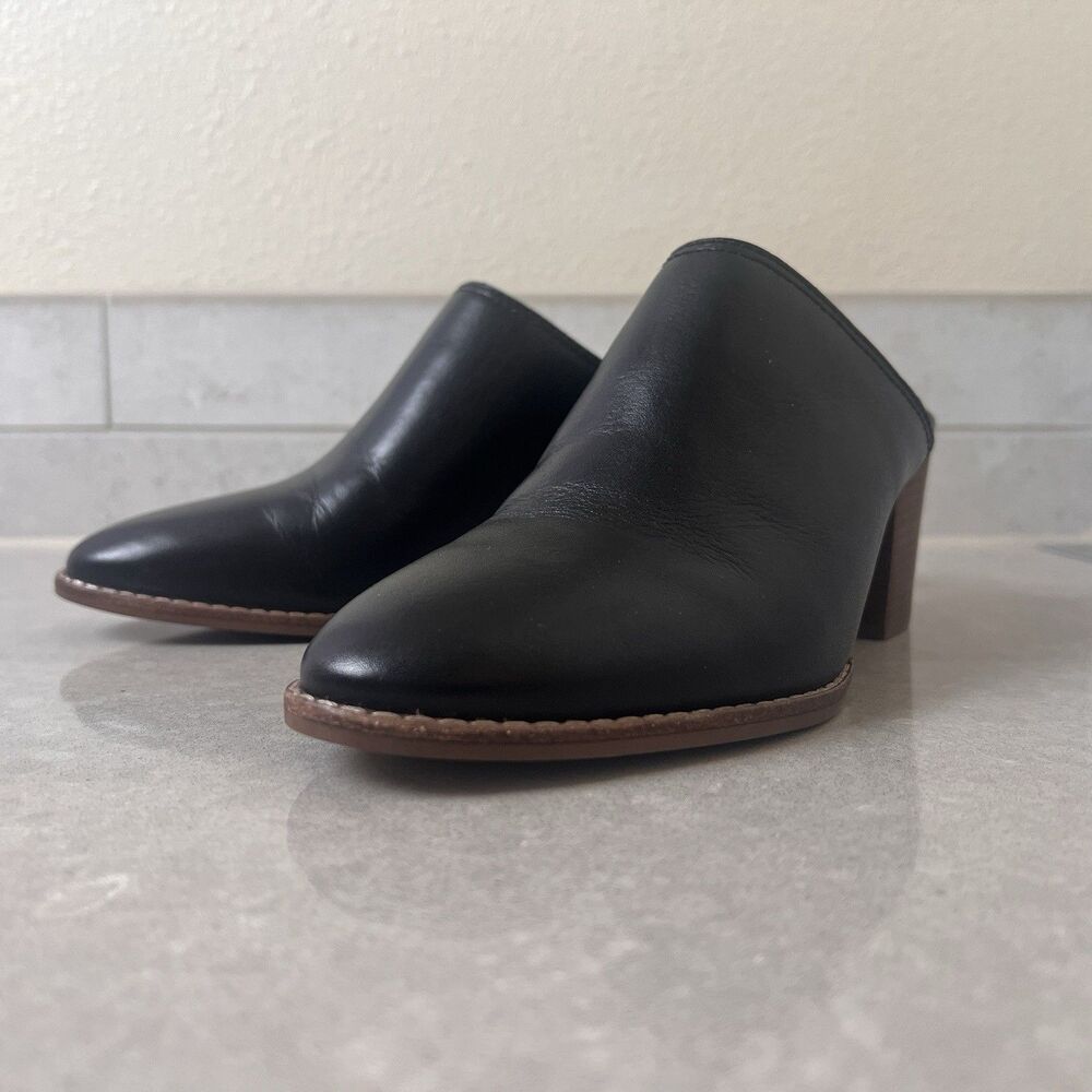 Madewell Leather Closed-Toe Mule The Harper  Womens Size 8 Black Block Heel